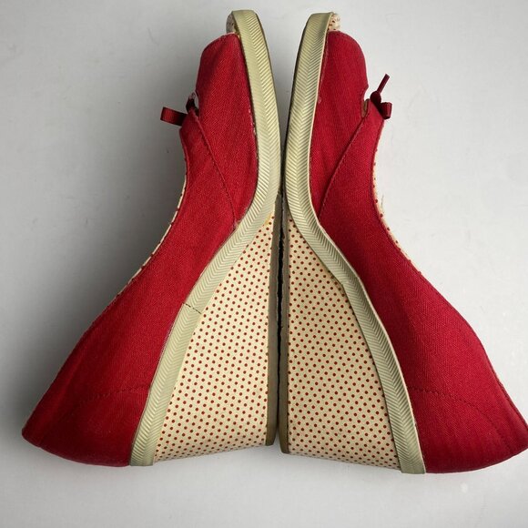 Keds Red Peep Toe Wedges with Bow - Picture 5 of 7